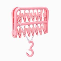 Small Baby Clothes Hanger – Foldable Multi-Clip Drying Rack for Baby Garments, Socks & Accessories
