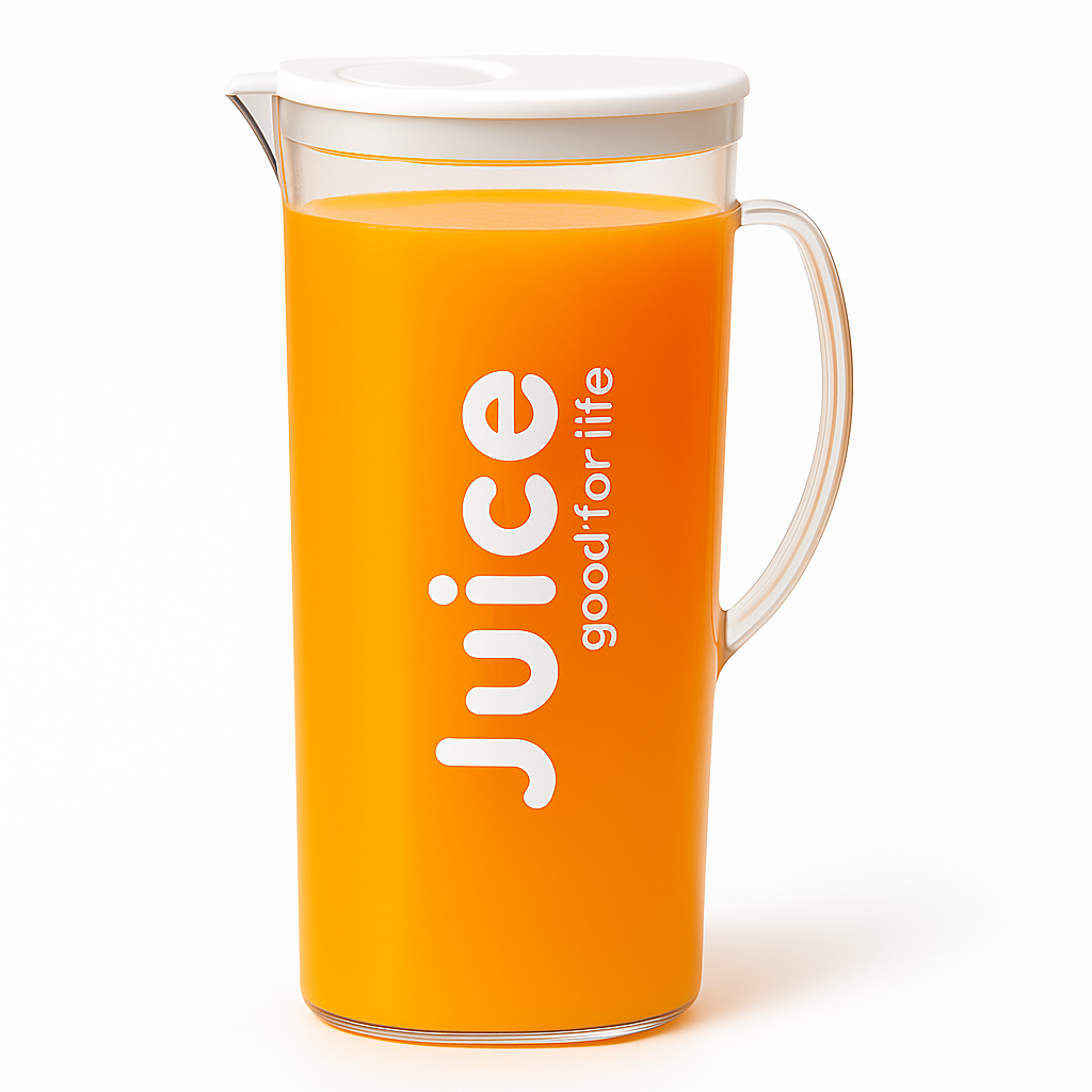 Transparent Juice Jug 1200 ml – Clear Plastic Beverage Pitcher with Handle & Lid for Water, Juice & Cold Drinks