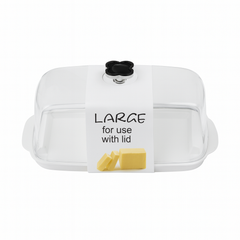 Large Clear-Lid Butter Dish with Base – Airtight Covered Butter Keeper for Fridge & Table Storage