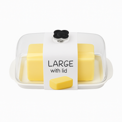 Large Clear-Lid Butter Dish with Base – Airtight Covered Butter Keeper for Fridge & Table Storage