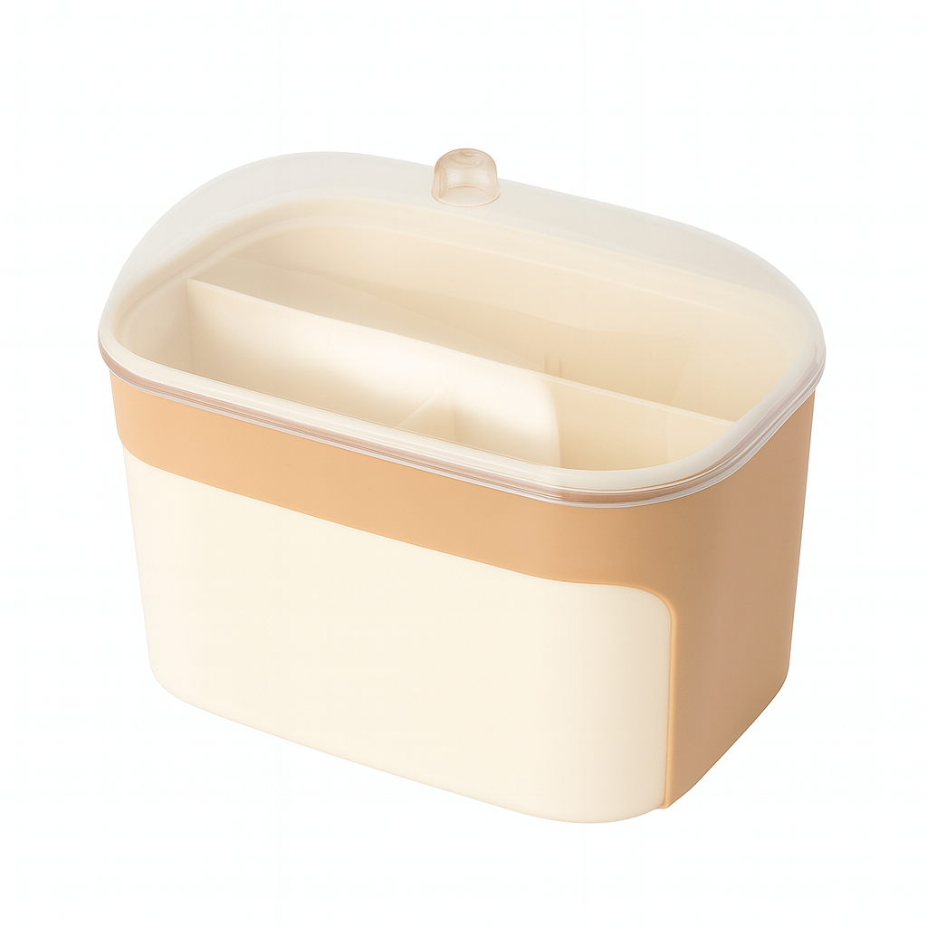 Covered Spoon & Cutlery Rack – Hygienic Kitchen Utensil Holder with Dual Compartments and Dust-Proof Lid