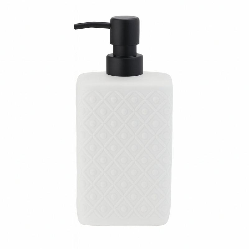 Premium White Plastic Liquid Soap Bottle – Sleek Square “Small-Box” Design with Pump Dispenser - Habitt