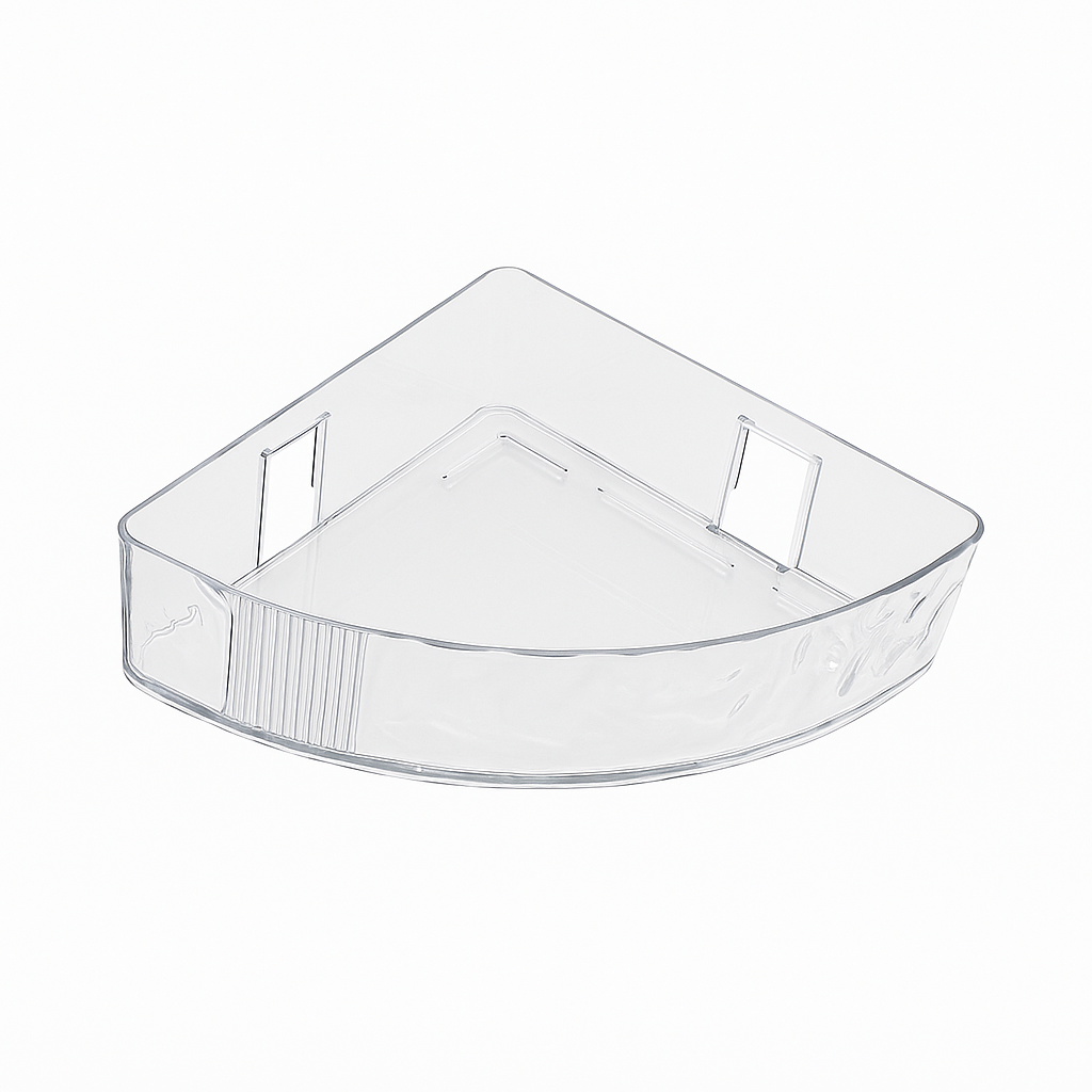 Clear Acrylic Bathroom Corner Shelf – Space-Saving Wall Organizer with Drain Design