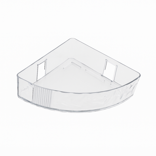 Clear Acrylic Bathroom Corner Shelf – Space-Saving Wall Organizer with Drain Design