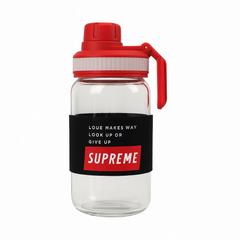 Red Transparent Plastic Sipper Bottle – Stylish Flip-Lid Straw Drink Bottle for Gym, Travel & Everyday Use