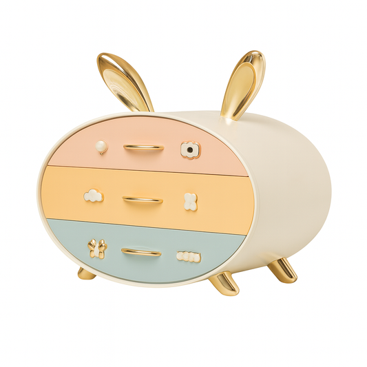 Kawaii Bunny Desktop Storage Box – Cute Multi-Drawer Rabbit Organizer for Desk & Vanity