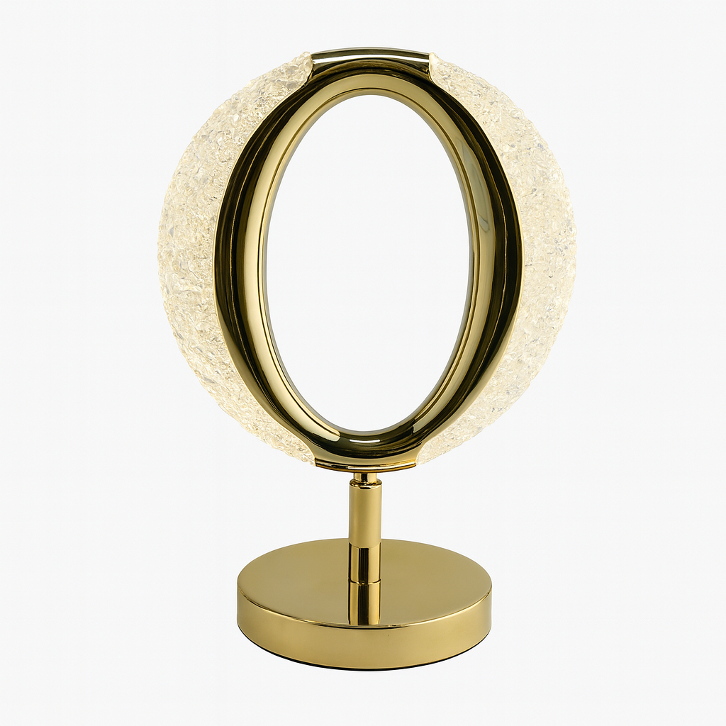 Crystal Ring Table Lamp – Modern LED Decorative Lamp with Golden Base for Bedroom, Living Room & Luxe Home Décor