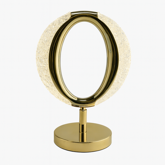 Crystal Ring Table Lamp – Modern LED Decorative Lamp with Golden Base for Bedroom, Living Room & Luxe Home Décor