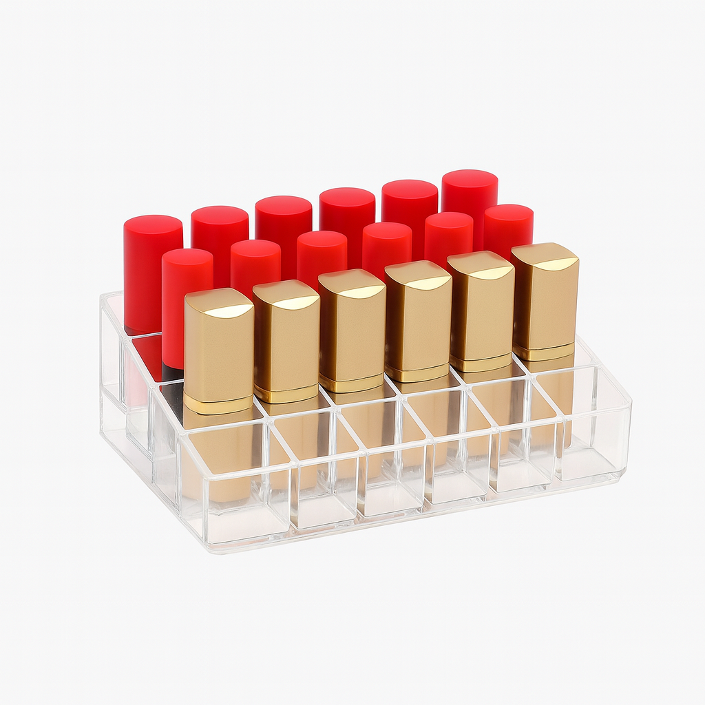 24-Slot Lipstick Organizer – Clear Acrylic Makeup Holder for Lipsticks, Lip Balms & Beauty Essentials