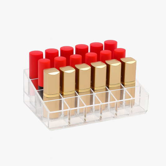 24-Slot Lipstick Organizer – Clear Acrylic Makeup Holder for Lipsticks, Lip Balms & Beauty Essentials