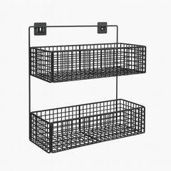 2-Layer Iron Bathroom Shelf – Wall-Mounted Storage Rack for Toiletries, Shower Essentials & Organizing