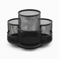 360° Rotating Metal Stationery Holder – Multi-Compartment Desk Organizer for Pens, Office Supplies & Study Essentials