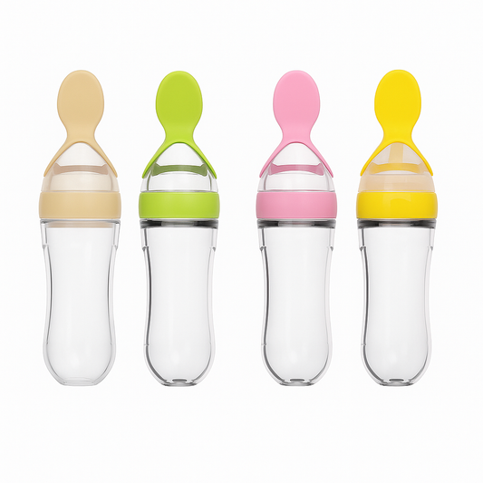 1PC Silicone Spoon Bottle – Soft Squeeze Feeding Bottle with Spoon Tip for Baby Food & Semi-Liquids (Assorted Colors)