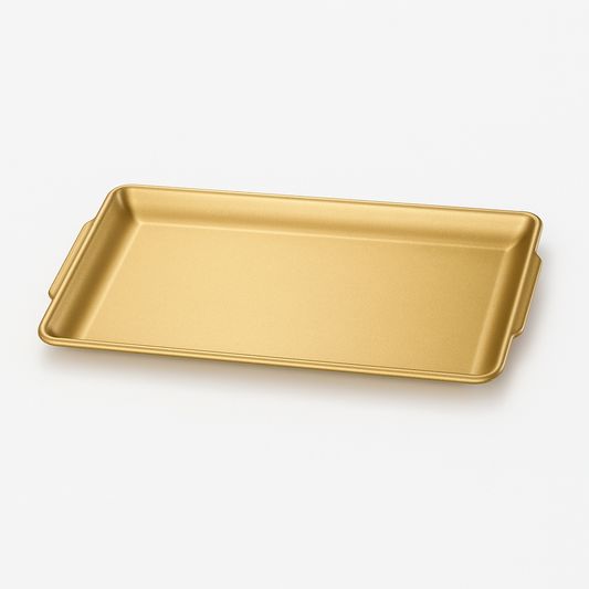 Golden Stainless Steel Rectangular Serving Tray – Multiple Sizes | Luxury Gold Finish Kitchen & Dining Tray