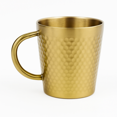 Hammered Golden Stainless Steel Tea Cup – 300ml | Luxury Gold Finish Mug for Tea & Coffee