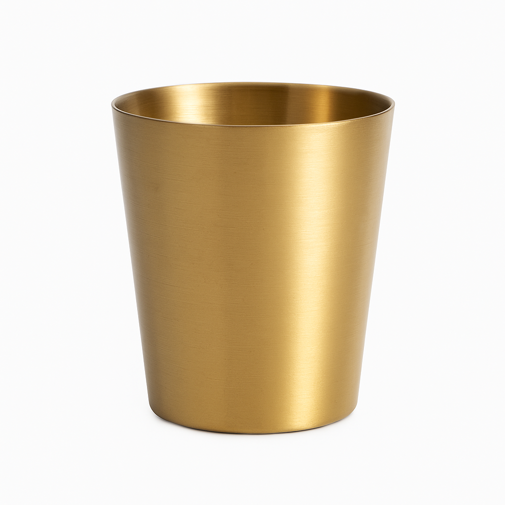 Plain Golden Stainless Steel Glass – 350ml | Double Wall Gold Finish Drinking Tumbler