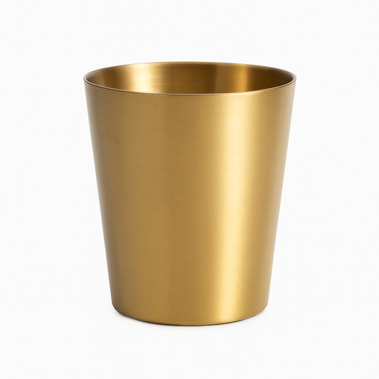 Plain Golden Stainless Steel Glass – 350ml | Double Wall Gold Finish Drinking Tumbler