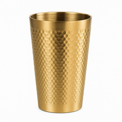 Hammered Golden Stainless Steel Glass – 450ml | Premium Gold Finish Drinking Tumbler