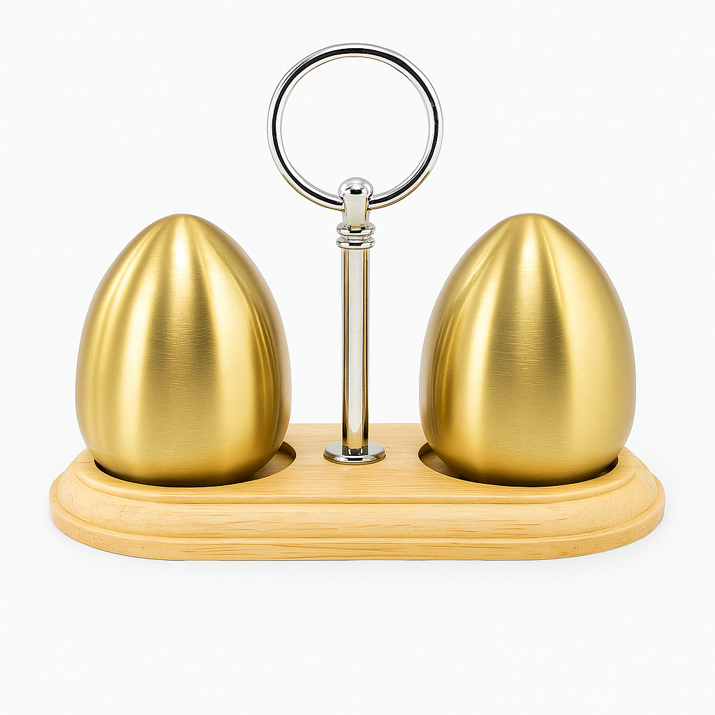 Golden Stainless Steel Salt & Pepper Shaker Set – 2 Pieces | Elegant Gold Finish Spice Dispenser with Stand