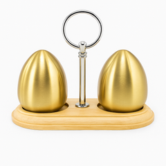 Golden Stainless Steel Salt & Pepper Shaker Set – 2 Pieces | Elegant Gold Finish Spice Dispenser with Stand