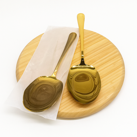 Winsor Golden Stainless Steel Rice Serving Spoon Set – 2 Pieces | Luxury Gold Finish Kitchen Serving Set