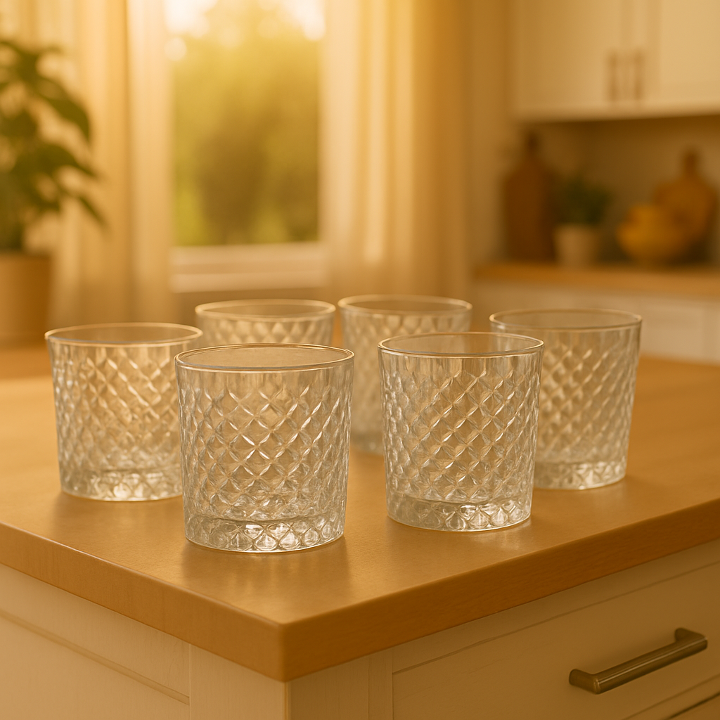 Premium Diamond-Cut Tumbler Glasses 370 ml – Set of 6