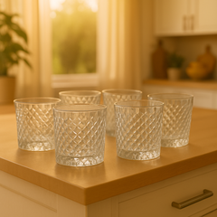 Premium Diamond-Cut Tumbler Glasses 370 ml – Set of 6