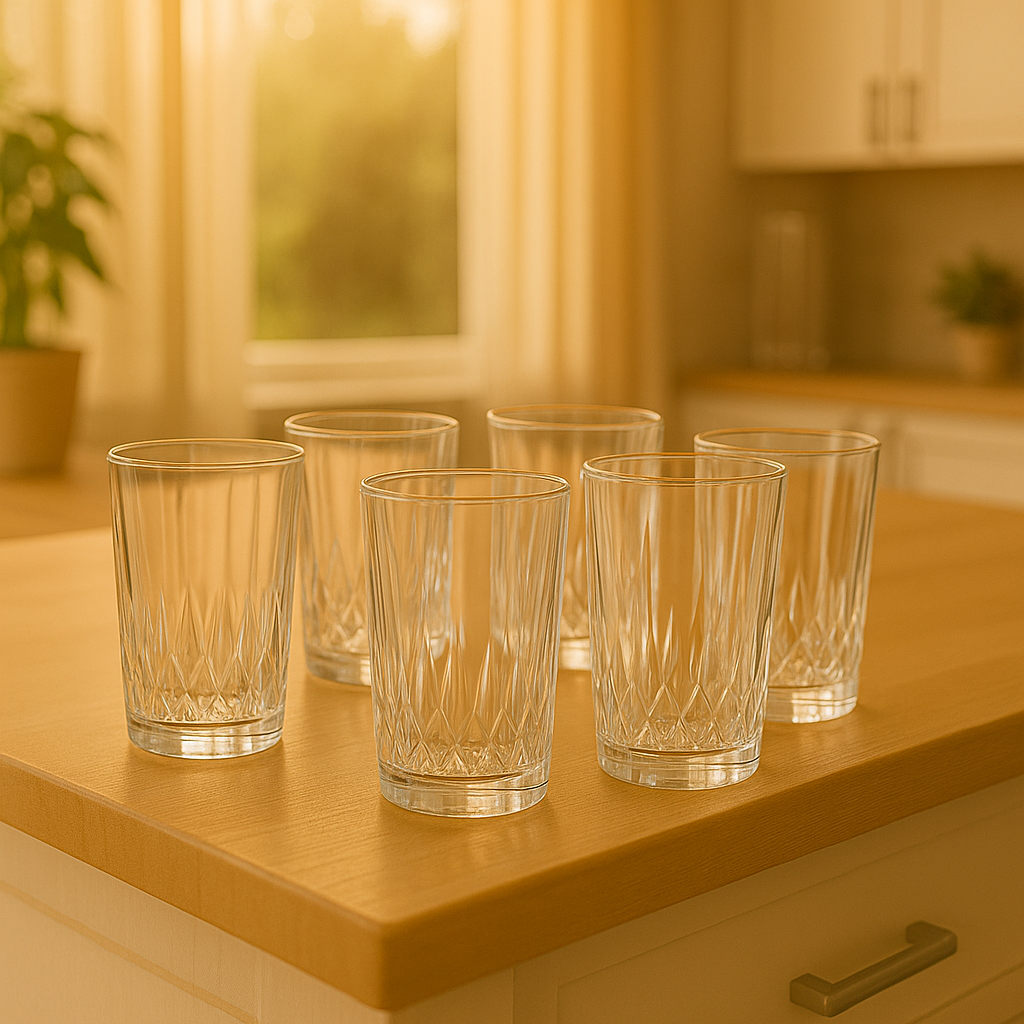 Premium Cut-Design Tumbler Glasses 385 ml – Set of 6