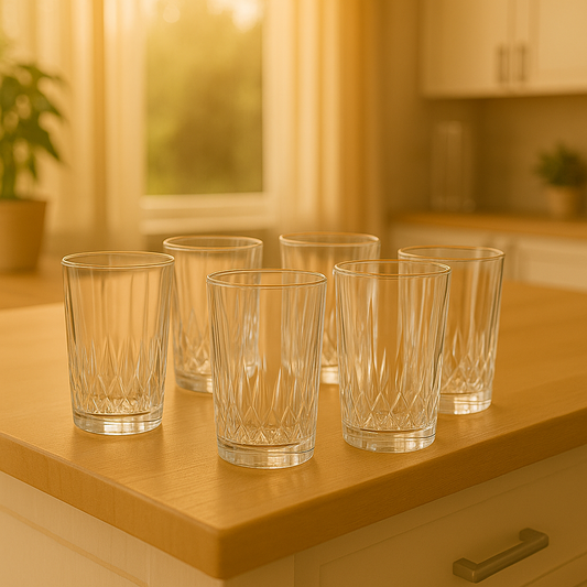 Premium Cut-Design Tumbler Glasses 385 ml – Set of 6