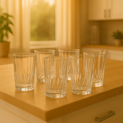 Premium Cut-Design Tumbler Glasses 385 ml – Set of 6