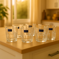 Classic Ribbed Tumbler Glasses 340 ml – Set of 6 - Habitt