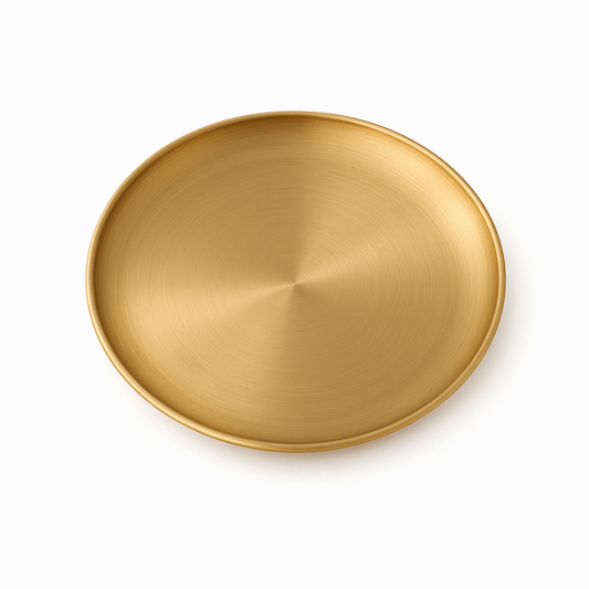 Golden Stainless Steel Round Serving Tray – Multiple Sizes | Luxury Gold Finish Platters for Dining & Décor