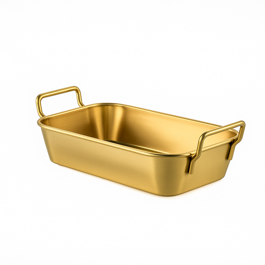 Golden Stainless Steel Serving Basket – 10.5 x 10.5 cm & 16.8 x 10.5 cm | Luxury Gold Finish Snack & Fries Basket