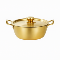 Golden Pot with Lid – Plain Finish | 18 cm / 20 cm / 22 cm