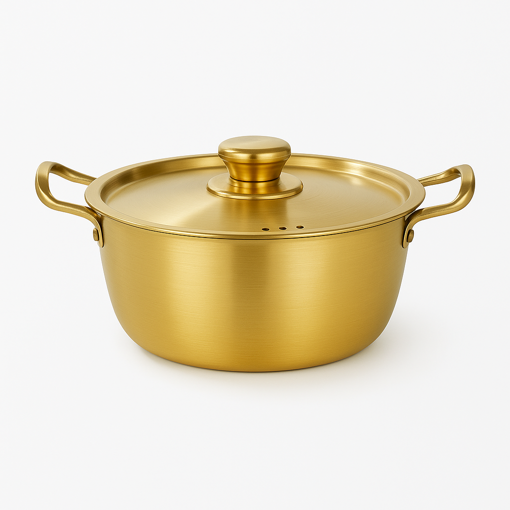 Golden Pot with Lid – Plain Finish | 18 cm / 20 cm / 22 cm - Habitt