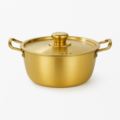 Golden Pot with Lid – Plain Finish | 18 cm / 20 cm / 22 cm