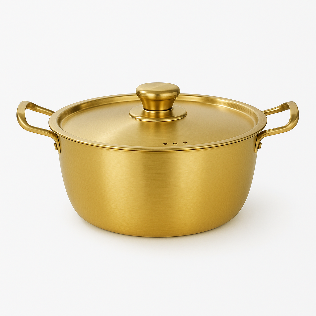 Golden Pot with Lid – Plain Finish | 18 cm / 20 cm / 22 cm - Habitt
