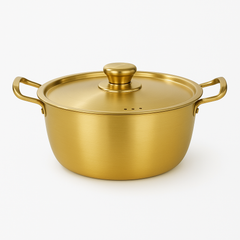 Golden Pot with Lid – Plain Finish | 18 cm / 20 cm / 22 cm