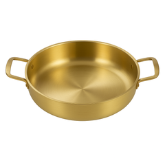 Golden Stainless Steel China Wok – Deep Frying & Stir-Fry Pan with Handles (Available in 22 cm, 24 cm, 26 cm & 28 cm)