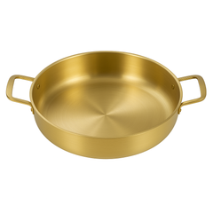 Golden Stainless Steel China Wok – Deep Frying & Stir-Fry Pan with Handles (Available in 22 cm, 24 cm, 26 cm & 28 cm)