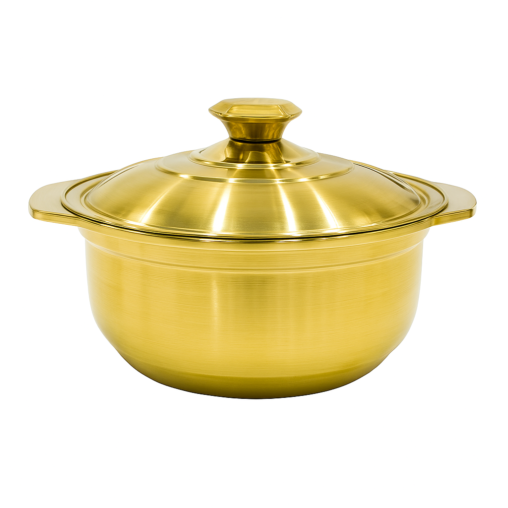 Golden Hotpot Style Serving Pot with Lid – Premium Stainless Steel Cook & Serve Casserole (Available in 22 cm & 24 cm)