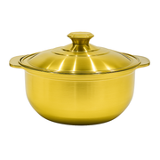 Golden Hotpot Style Serving Pot with Lid – Premium Stainless Steel Cook & Serve Casserole (Available in 22 cm & 24 cm) - Habitt