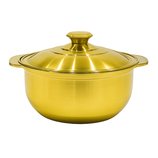 Golden Hotpot Style Serving Pot with Lid – Premium Stainless Steel Cook & Serve Casserole (Available in 22 cm & 24 cm)