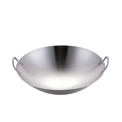 Heavy Gauge Stainless Steel Wok with Dual Handles – Professional-Grade Deep Stir-Fry Pan (Available in 32 cm to 70 cm)