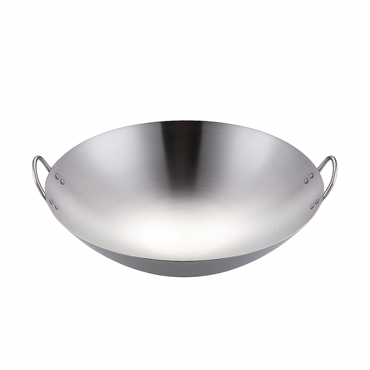 Heavy Gauge Stainless Steel Wok with Dual Handles – Professional-Grade Deep Stir-Fry Pan (Available in 32 cm to 70 cm)