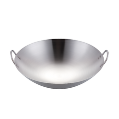 Heavy Gauge Stainless Steel Wok with Dual Handles – Professional-Grade Deep Stir-Fry Pan (Available in 32 cm to 70 cm)
