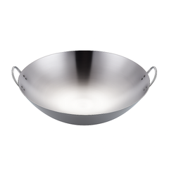 Heavy Gauge Stainless Steel Wok with Dual Handles – Professional-Grade Deep Stir-Fry Pan (Available in 32 cm to 70 cm)