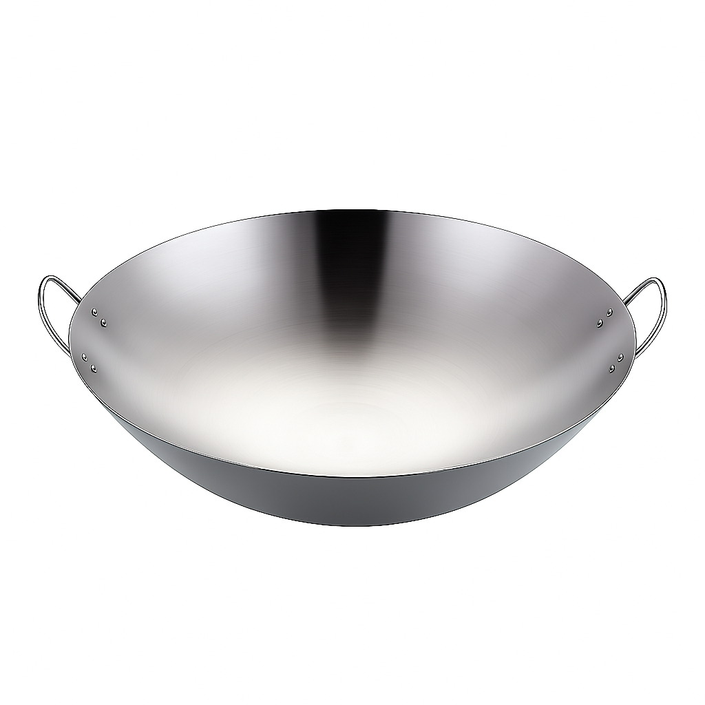 Heavy Gauge Stainless Steel Wok with Dual Handles – Professional-Grade Deep Stir-Fry Pan (Available in 32 cm to 70 cm)
