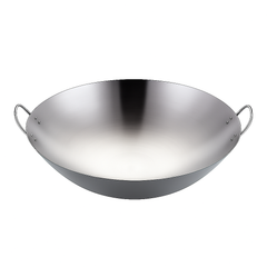 Heavy Gauge Stainless Steel Wok with Dual Handles – Professional-Grade Deep Stir-Fry Pan (Available in 32 cm to 70 cm)