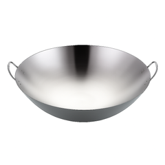 Heavy Gauge Stainless Steel Wok with Dual Handles – Professional-Grade Deep Stir-Fry Pan (Available in 32 cm to 70 cm)